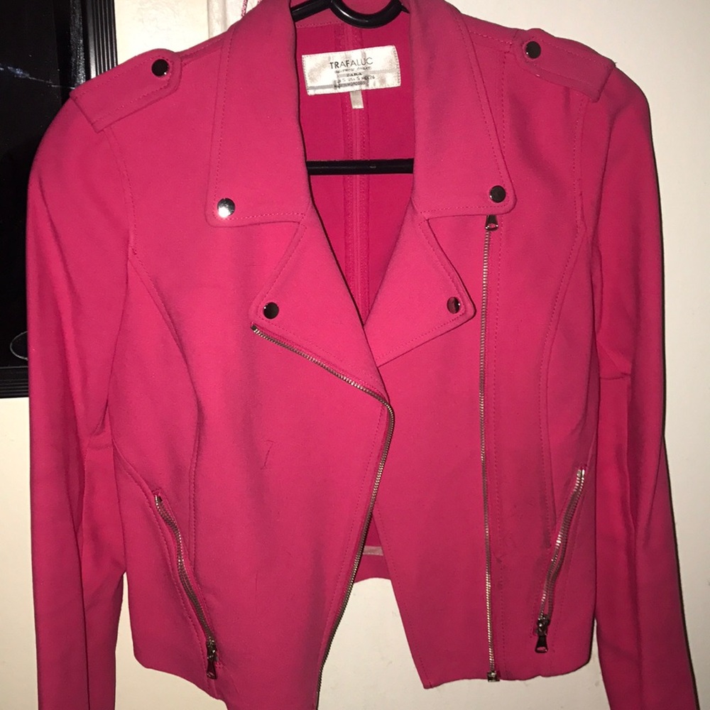 Zara pink cotton motorcycle jacket.